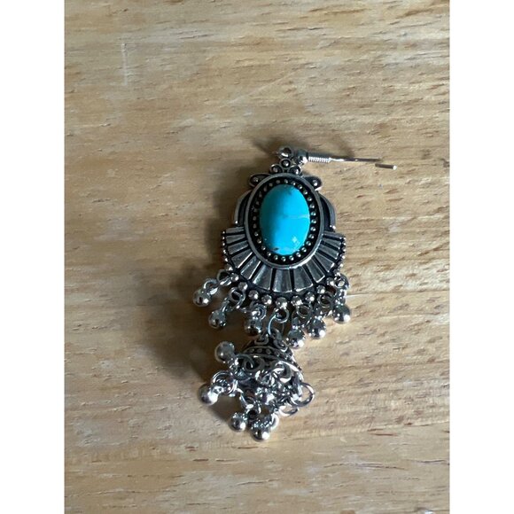 Turquoise Style Earrings Silver Tone costume Southwestern Cowgirl Rodeo Boho - Picture 3 of 7